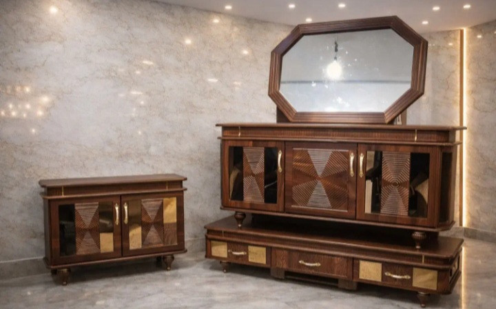 ست کامل چوبی کنسول و آینه و زیر تلویزیون و جا کفشی مدل ماهک