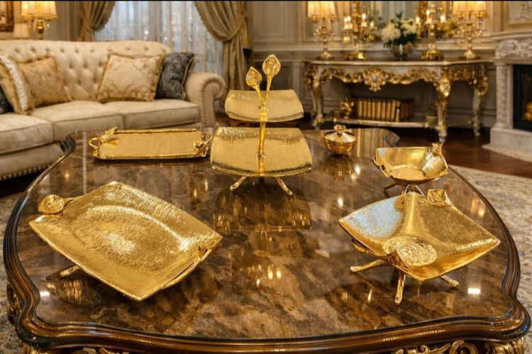 سرویس پذیرایی ۶ تیکه آلومینیومی رنگ ثابت گل شیپوری
