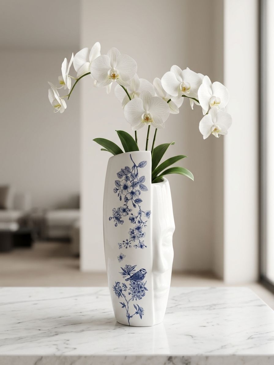گلدان چهره مینیمال قلم آبی 8800